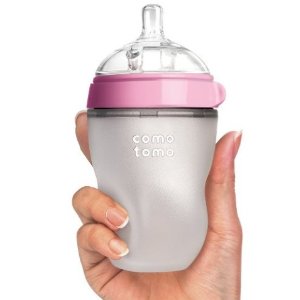 Comotomo Natural Feel Baby Bottle, Pink, 8 Ounces