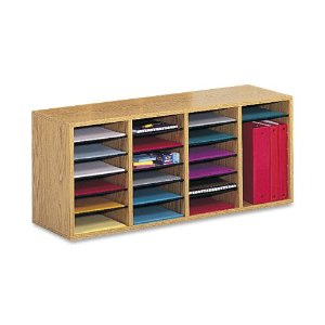 Safco Products 9423MO Wood Adjustable Literature Organizer, 24 Compartment, Oak