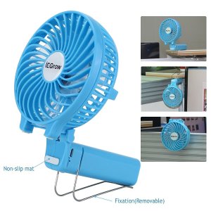 iEGrow Portable USB Mini Battery Fans with Umbrella Hanging and Metal Clip(Blue)