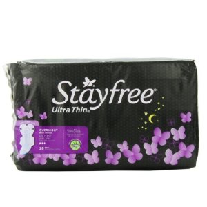 Stayfree Ultra Thin Pads for Women with Wings, Overnight - 28 Count