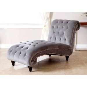 Tiffany Grey Velvet Chaise