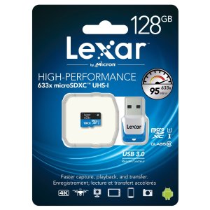 Lexar High-Performance U1 633x 128GB microSDXC w/USB 3.0 Reader