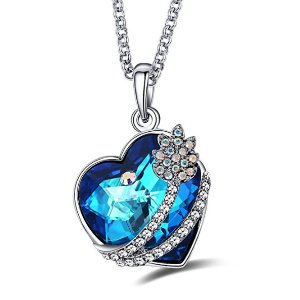 Caperci Swarovski Elements Crystal Heart Pendant Necklace with "I Love You To The Moon and Back"