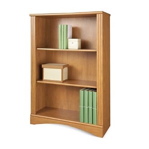 Realspace® Dawson 3-Shelf Bookcase, 44"H x 30 1/2"W x 11 3/5"D, Canyon Maple