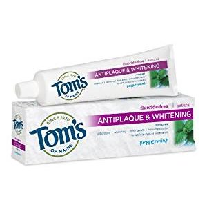 Tom's of Maine Natural Fluoride Free Antiplaque and Whitening Toothpaste, Peppermint, 5.5 Ounce