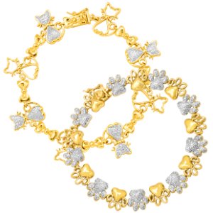 Paw & Cat Link Bracelet with Diamond