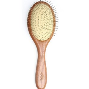 Whalek Natural Wooden Massage Hair Brush, airbag, stainless pins. Large Circular Paddle Brush