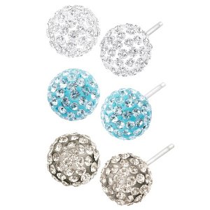 Set of 3 Ball Stud Earrings with Swarovski Crystals