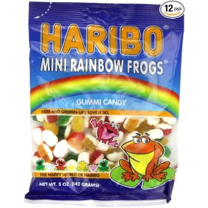 Haribo Gummi Candy, Mini Rainbow Frogs, 5 -Ounce Bags (Pack of 12)