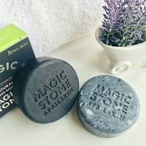 April Skin Magic Stone Natural Cleansing Soap + Charcoal Soap Korea Beauty (2PCS)