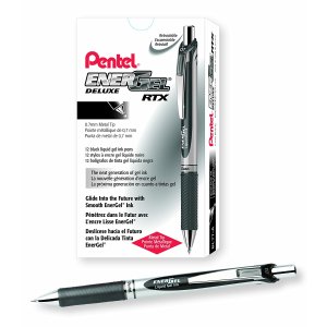 Pentel EnerGel Deluxe RTX Gel Ink Pens, 0.7 Millimeter Metal Tip,Black, 12 Pack