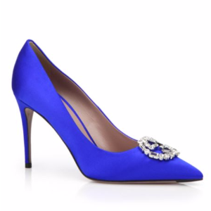 Gucci GG Crystal Satin Point-Toe Pumps