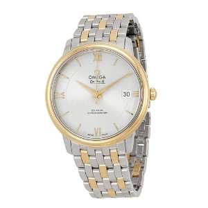 Omega DeVille Prestige Silver Dial Steel and Yellow Gold Men's Watch