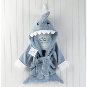 Baby Aspen Let the Fun Begin Blue Shark Robe, Blue, 12-18 Months