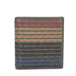 Bottega Veneta Men's Multi-Striped Woven Leather Fold-Over Card Case, Chocolate @ Neiman Marcus