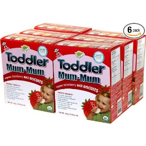 Hot-Kid Toddler Mum-Mum Strawberry Flavor Organic Rice Biscuit, 24-pieces, 60 g (Pack of 6)