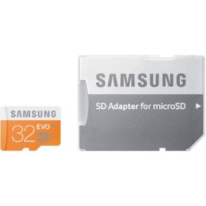 Samsung 32GB EVO Class 10 microSD 闪存卡带适配器
