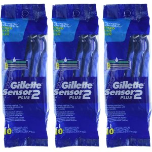Gillette Sensor2 Plus Men's Disposable Razor 10 Count (Pack of 3)