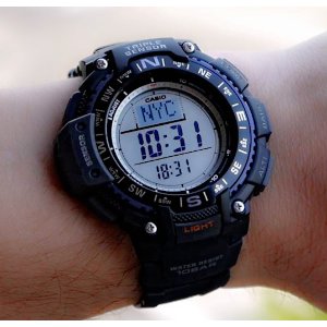 Casio Men's Triple Sensor Digital Display Quartz Black Watch