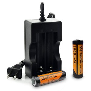 ThorFire 2pcs 18650 Battery and Charger for LED Flashlights