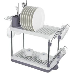 Surpahs 2-Tier Compact Dish Drying Rack (Gray Color)