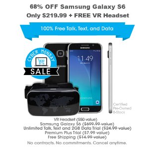 68% off Samsung Galaxy S6 + free VR Headset (pre-owned)