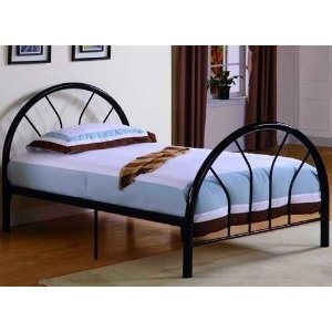 Roundhill Furniture Belledica Metal Bed Set with Headboard, Black, Twin