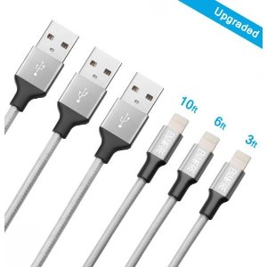 EnacFire Lightning Cable (3ft,6ft,10ft) Durable and Fast Charging Cable (Dual Layer Protection) 8pin Lightning to USB Cable