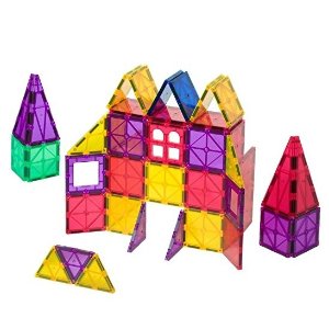Playmags 半透明彩色磁性建筑玩具60片装