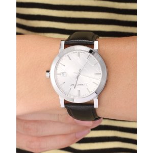 Burberry Check Stamped Round Dial Watch, 38mm