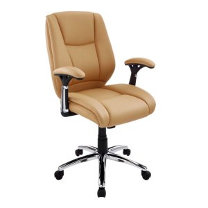 Realspace Eaton Mid-Back Bonded Leather Chair, Tan/Black