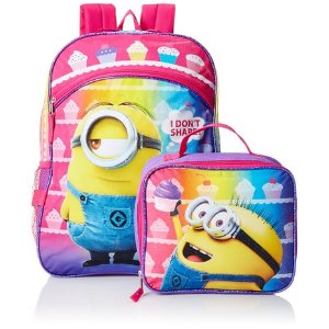Despicable Me Girls' Purple 16 Inch Backpack with Detachable Lunch Bag