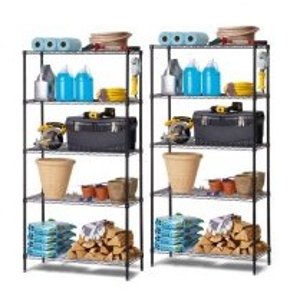 Work Choice 5-Tier Commercial Wire Shelving Rack (black), 2- Pack Bundle