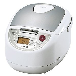 Tiger JBA-T10U-WU 5.5-Cup (Uncooked) Micom Rice Cooker with Food Steamer & Slow Cooker, White