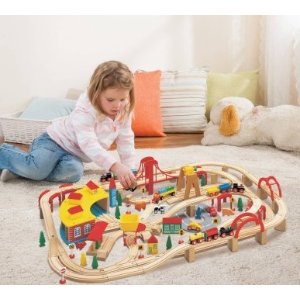 Wooden Train Play Set, 145-Piece