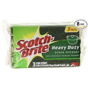Scotch-Brite Scrub Sponge, Heavy Duty, 3-Count (Pack of 8)