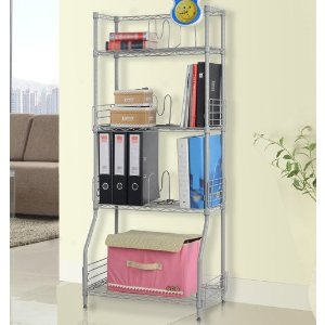 LANGRIA 4-Tier Wire Bookshelf Metal Shelving for Home or Office Storage and Organization