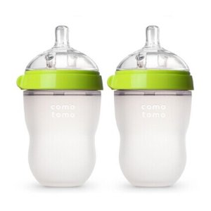Comotomo Silicone Baby Bottle, Green, 8 Oz, 2 Ct