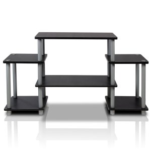 Furinno 11257BK/GY Turn-N-Tube No Tools Entertainment TV Stands, Black/Grey