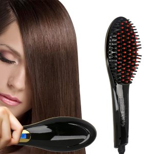 Black Hair Straightener Detangler Brush Electric Comb