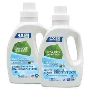 Seventh Generation Natural Laundry Detergent Free and Clear Unscented 106 loads (2pk 40oz ea)