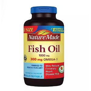 Nature Made鱼油胶囊 含1000毫克鱼油浓缩, 含300毫克Omega-3, 200粒装