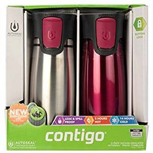 Contigo Astor 2-pack Vacuum-Insulated Autoseal Easy Clean Lid Travel Tumblers Stainless / Berry