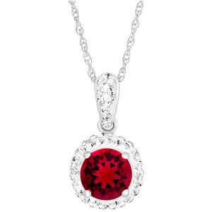 July Birthstone Pendant with Red Swarovski Crystal