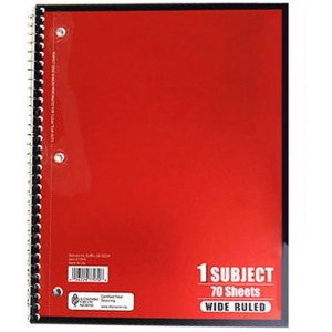 70-Sheet Wide Ruled Subject 1 Notebook
