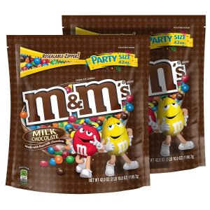 M&M'S Milk Chocolate Candy Party Size 42-Ounce Bag (Pack of 2)