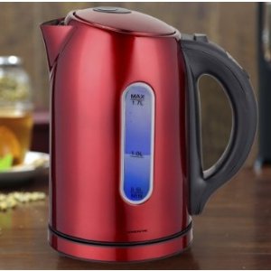 Ovente KS88R 1.7 Liter BPA Free Temperature Control Stainless Steel Cordless Electric Kettle with Keep Warm Function, Metallic Red