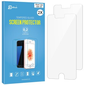 iPhone 7 Plus Screen Protector, JETech 2-Pack 0.2mm Premium Tempered Glass Screen Protector