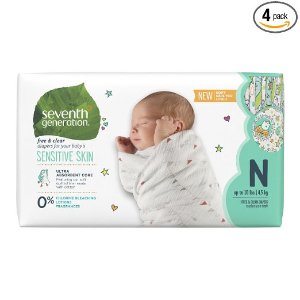 Seventh Generation Baby Diapers, Free and Clear for Sensitive Skin, with Animal Prints @ Amazon.com