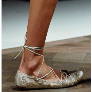 Etro Embroidered Satin Lace-up Ballerinas